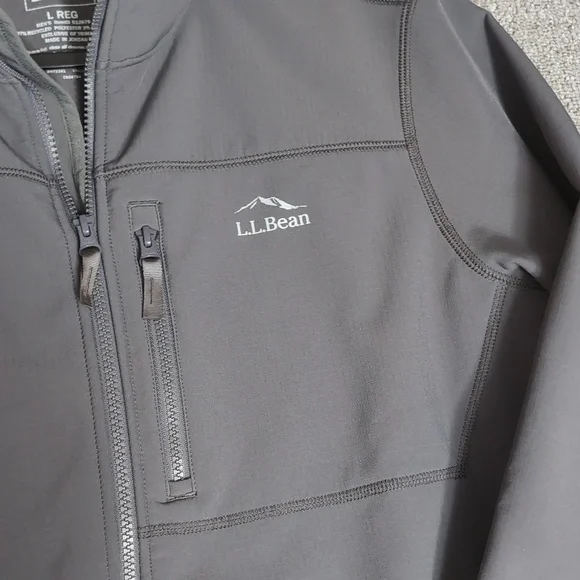 L.L. Bean Windproof Soft Shell Jacket Size Large In Alloy Gray Fleece Lined - Picture 4 of 13